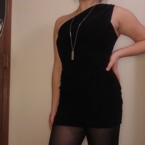 Tight Black One Shoulder Party Dress